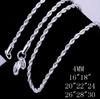 Silver 4MM Twisted Rope Necklace & Bracelet Set - Unisex Fashion Jewelry
