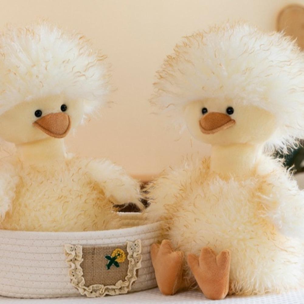 PP Cotton Cartoon Duck Doll Fluffy Curly Duck Plush Kid's Accompany Dolls   Home Decor
