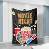 Movie Night Themed Blanket Soft Fleece Throw Blanket For Living Room Couch Bed Naps Perfect Gift Cozy Blanket For Home Decor