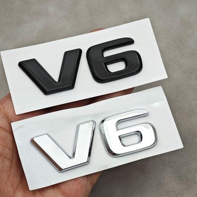 3D ABS Schwarz Chrom V6 Logo Plakette Emblem Auto Heckklappe Aufkleber Decal für Auto Zubehör