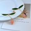 Elegant Green Leaf Enamel Drop Earrings