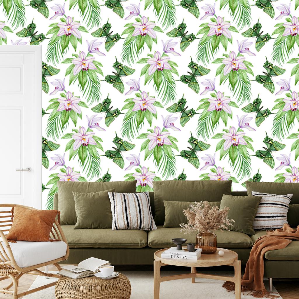 Butterflies Flowers and Plants Wallpaper for Living Room and Bedroom 50x1000
