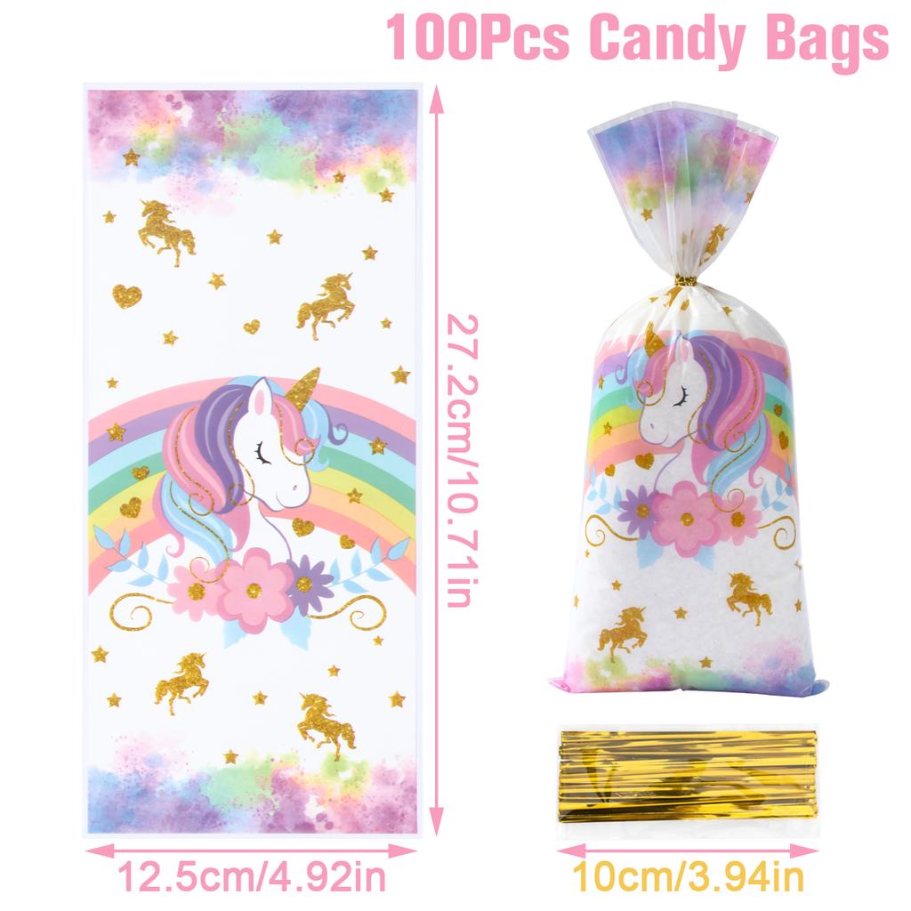 25/50/100 Stück Einhorn Süßigkeiten Verpackungsbeutel Geschenktüte Einhorn Thema Geburtstagsfeier Dekoration Kinder Babyparty Hochzeitsfeier Zubehör