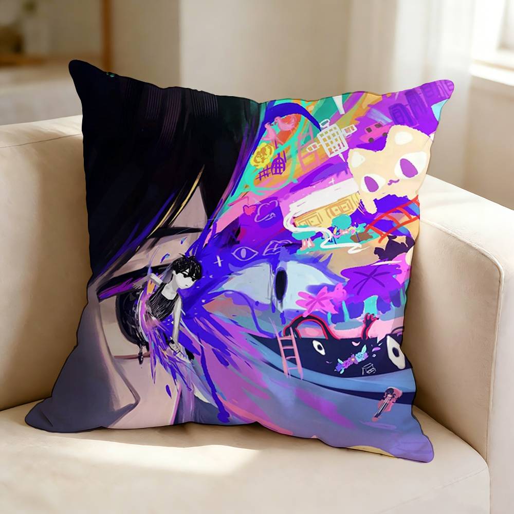 P-Psychological horror game O-Omori Square Double-Sided printed Pillow Case Bedroom Bedside Pillow Sofa Cushion Cover