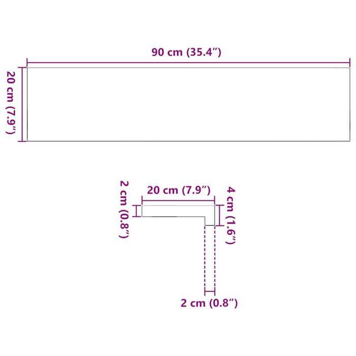 VidaXL Appuis de fenêtre 2 pcs non traité 90x20x2 cm bois chêne massif 4009095