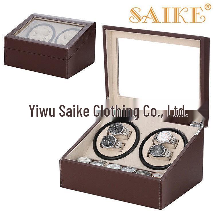 Leather Coffee Color PU Automatic Watch Winder Box for 10 Watches