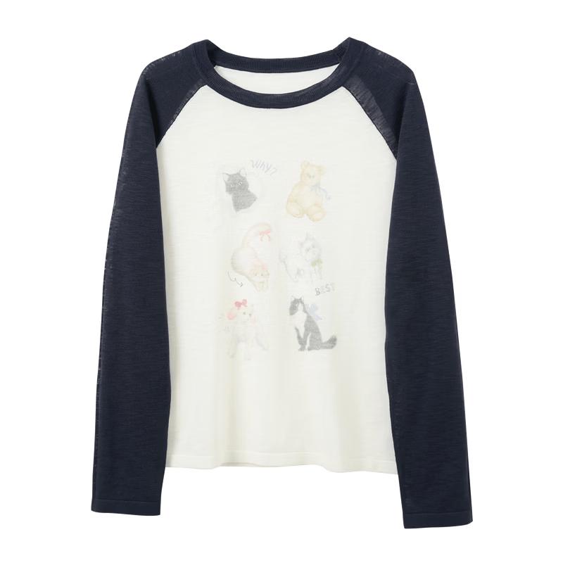 SanCai Lyocell Blend Lightweight Raglan Knit Top M жемчужина белый