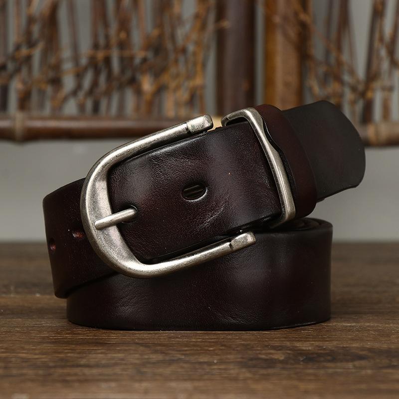 Pásek Pánská kožená spona z hověziny Hovězí kůže Trendy Džíny korejského stylu Nový ležérní skládaný pásek pro mladé muže