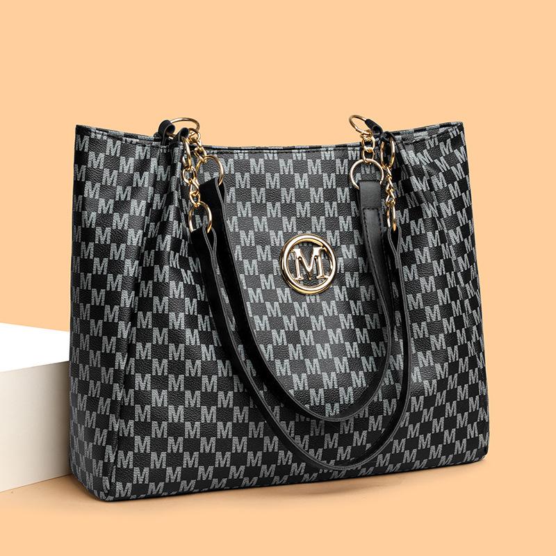 Geantă de umăr la modă și la modă cu capacitate mare, geantă simplă retro imprimată pentru femei