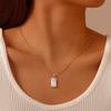 Minimalist Square Shell Pendant Necklace for Women, Copper 14K Gold Plated Geometric Pendant, Elegant Aesthetic Jewelry Gift
