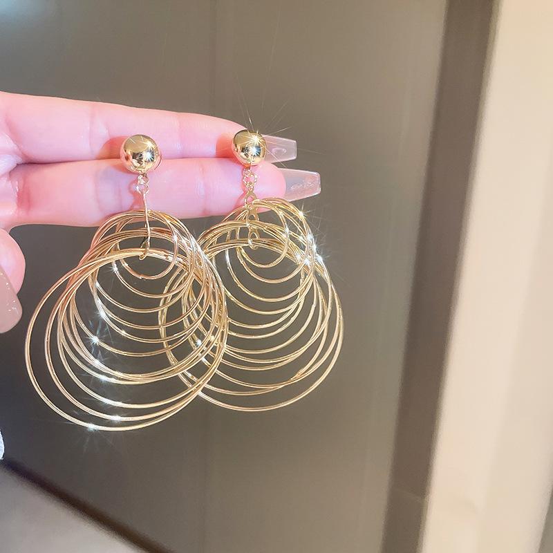 Pre-owned Silver Needle Tassel Earrings - Vintage High-End Studs with Bold Fashion Design
