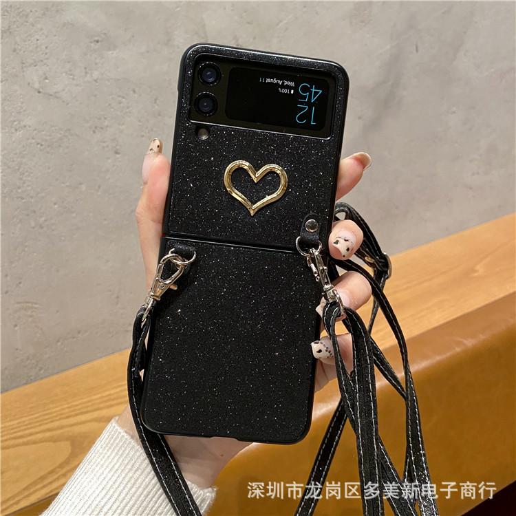 Applicable To Samsung ZFlip5 Laser Polka Dot Zflip4 Folding Mobile Phone Case P50pocket2 Lanyard Protective Case