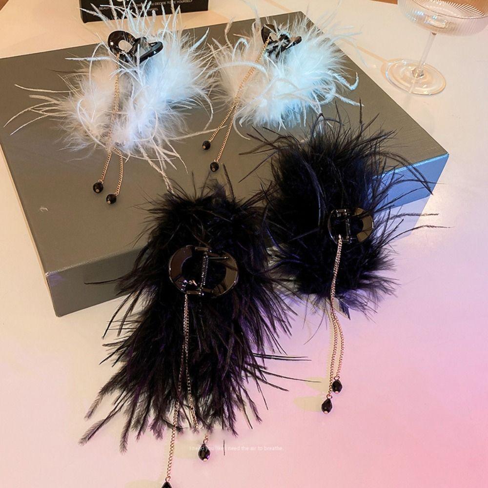 

Japanese Winter Autumn Tassel Hair Crab Clip Female Hair Claw Feather Shark Clip Girl s Headwear