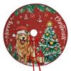 1 Stück Weihnachtsbaumdecke Rot Golden Feiertagsdekorationen mit wärmenden Sternen, strapazierfähiges Polyestergewebe für drinnen und draußen Weihnachtsbaum Zuhause