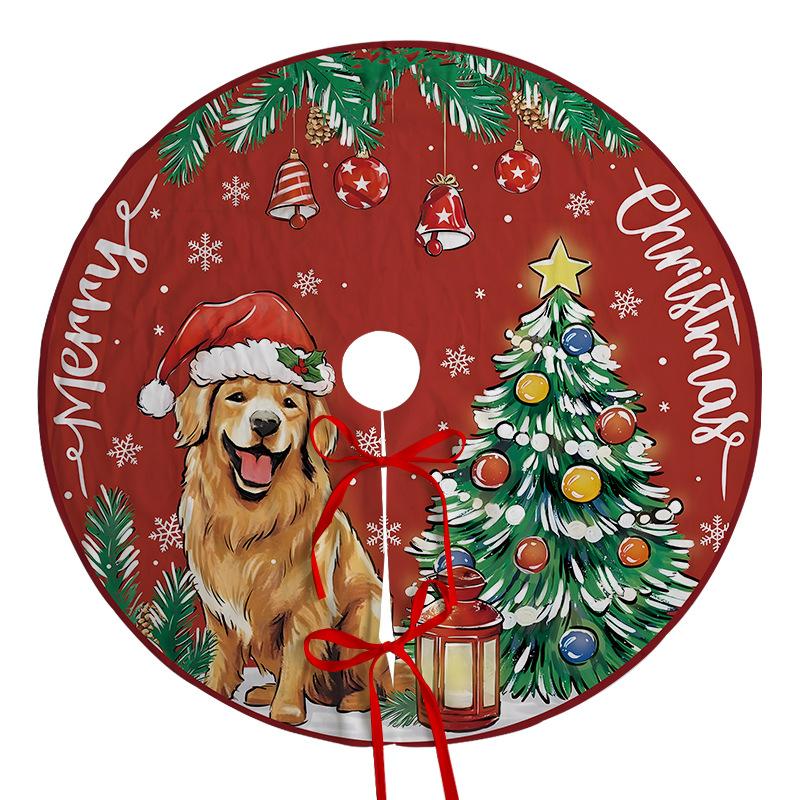 1 Stück Weihnachtsbaumdecke Rot Golden Feiertagsdekorationen mit wärmenden Sternen, strapazierfähiges Polyestergewebe für drinnen und draußen Weihnachtsbaum Zuhause