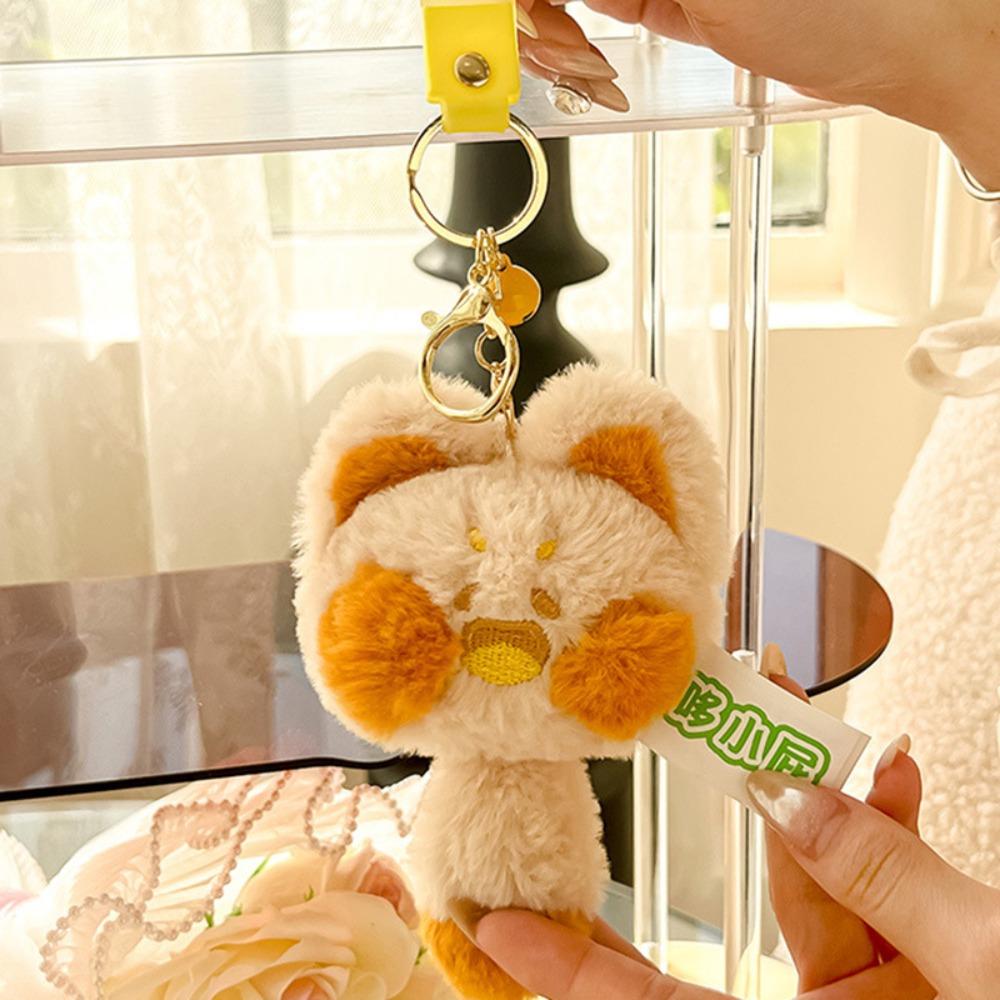 2pcs/set Funny Plush Animal Pendant Fur Cartoon Doll Keychain Purple Cute Cat Key Ring  Daily