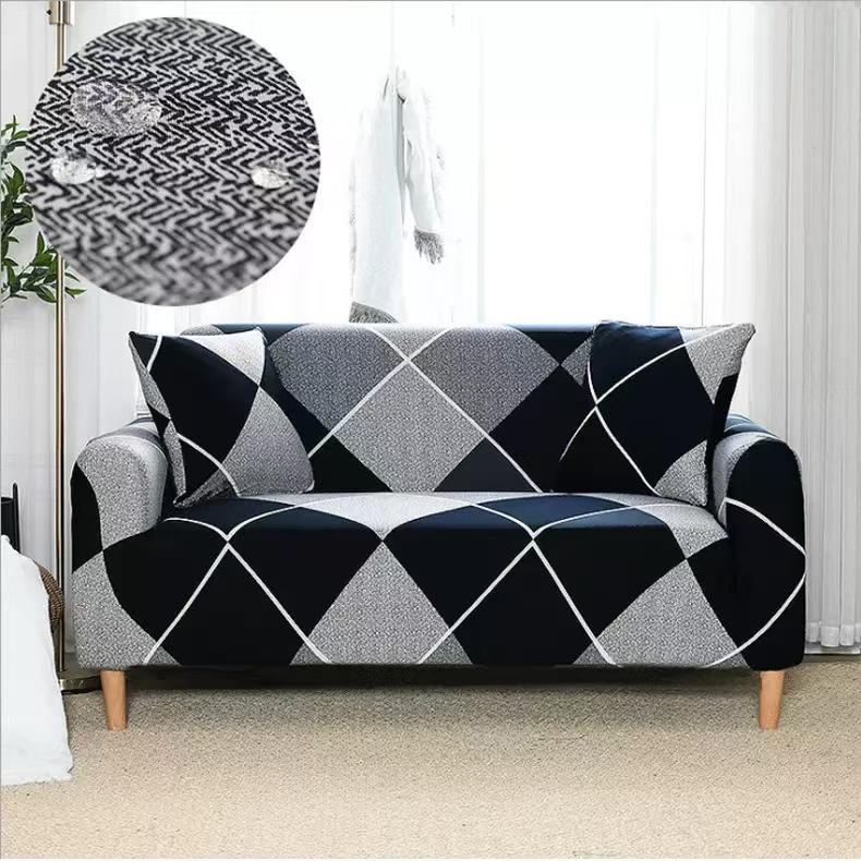 Four Seasons Milk Silk Elastic Sofa Cover - Single/Double Person, All-Inclusive Printed Design