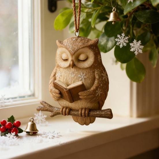 Book Lover Animal Ornament 2D Acrylic Bird/Hedgedog/Rabbit/Owl/Squirrel Reading Ornament Woodland Reader Hanging Pendant Gift