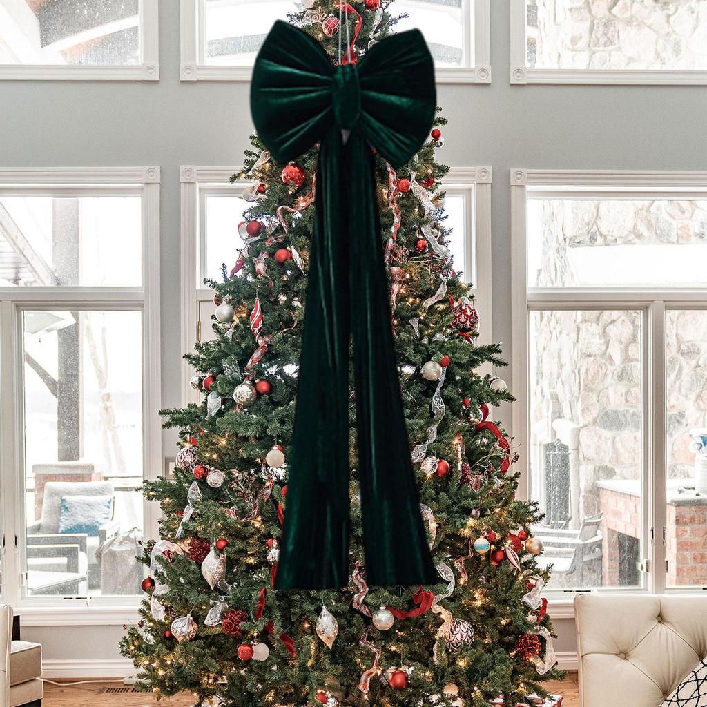 Christmas Bow Bow Supplies Bowknot with Long Streamers Xmas Decor Ornament for Wedding Home Holiday Window Porch