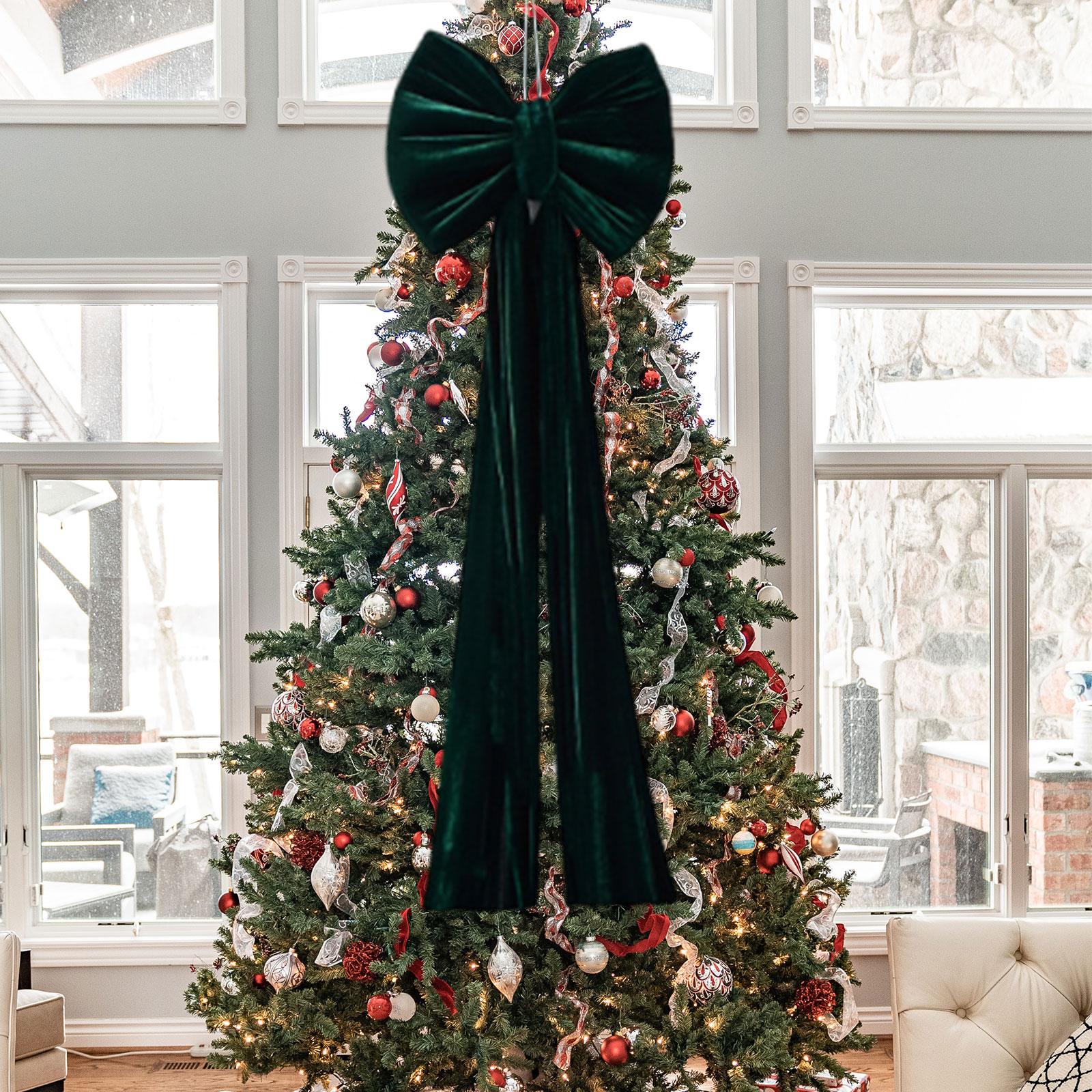 

Christmas Bow Xmas Decor Oversized Wrapping Gifts Extra Large Ornament Bow for Window Porch Holiday Room Wedding зелений