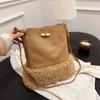 Tassel Fluff Bucket Bag Women's Bag Suede Underarm Bag Lamb Fluff Commuter Shoulder Messenger Bag