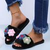 Fashion Fashion Flower Short Plush Cotton Slippers Women 2025 Autumn Round Toe Soft Thick Bottom Slides Sexy Faux Fur Outdoor Slippers