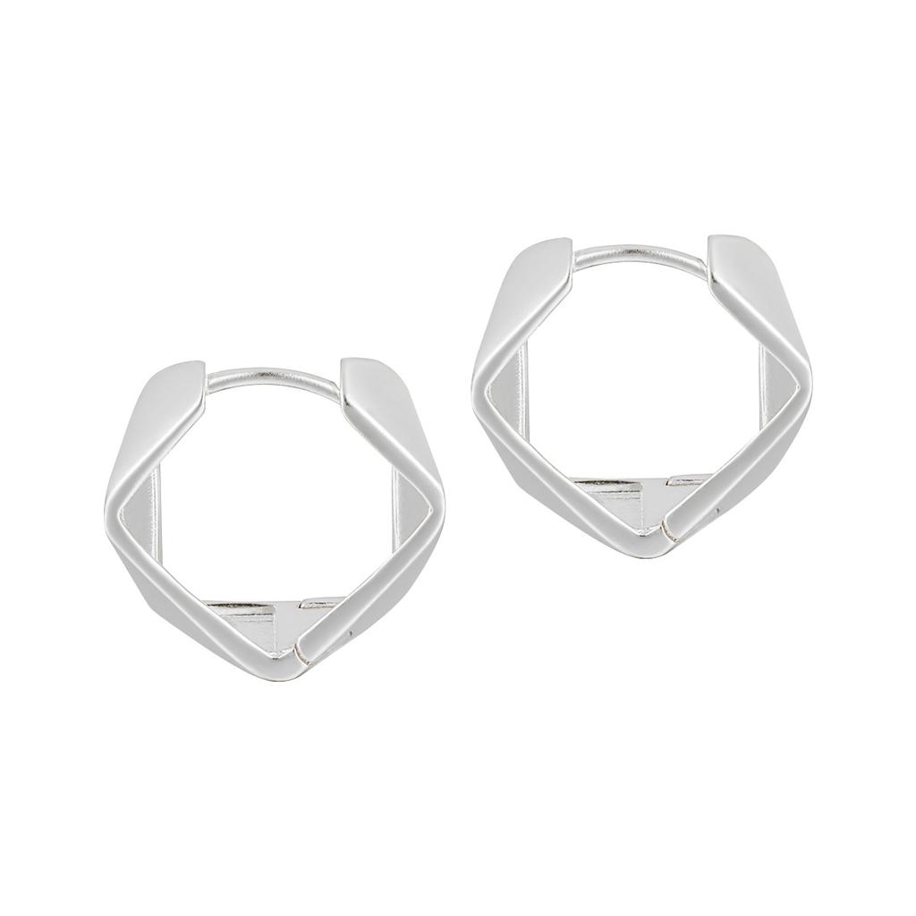 Fine Jewelry Earrings 925 Sterling Silver Geometric Irregular Silver Earrings Minimalist Hoop Earrings for Women