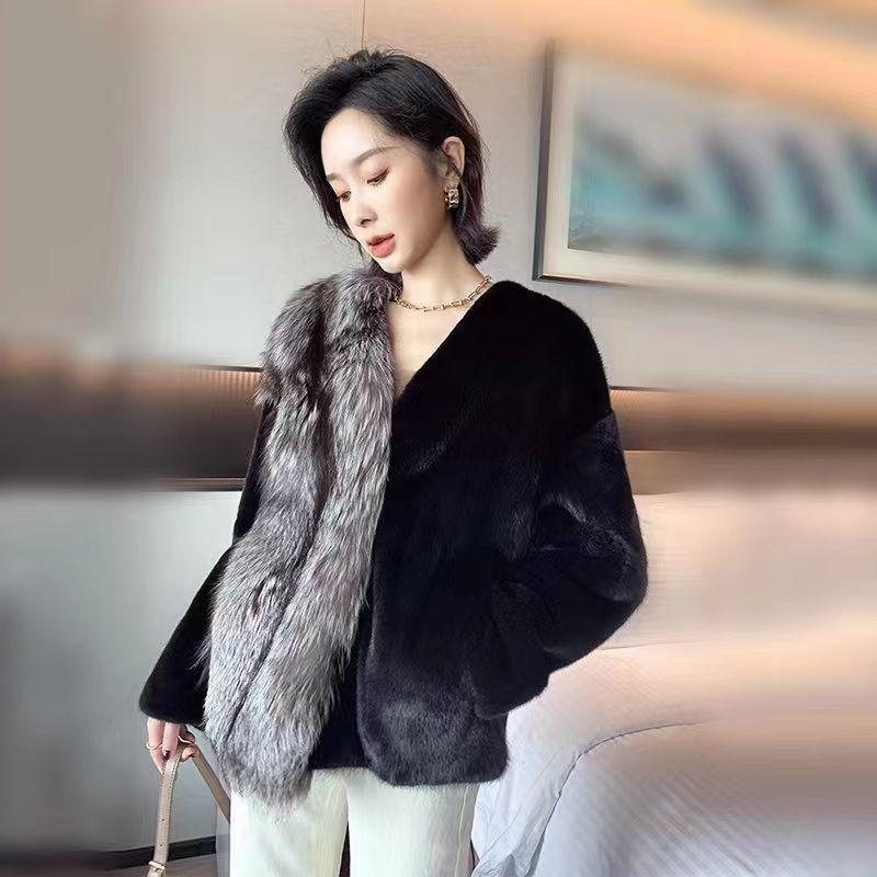Europe, America, autumn and winter new imitation silver fox fur coat fashion celebrity temperament imitation mink short women's casual coat