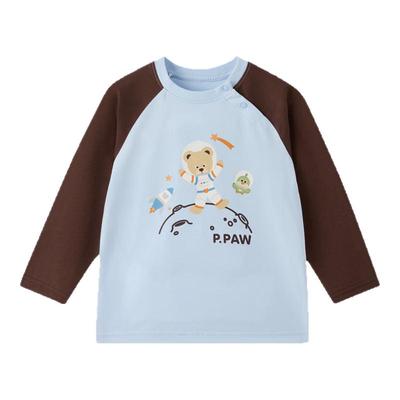 PawinPaw Kids' Cartoon Bear Color-Block Long-Sleeve T-Shirt