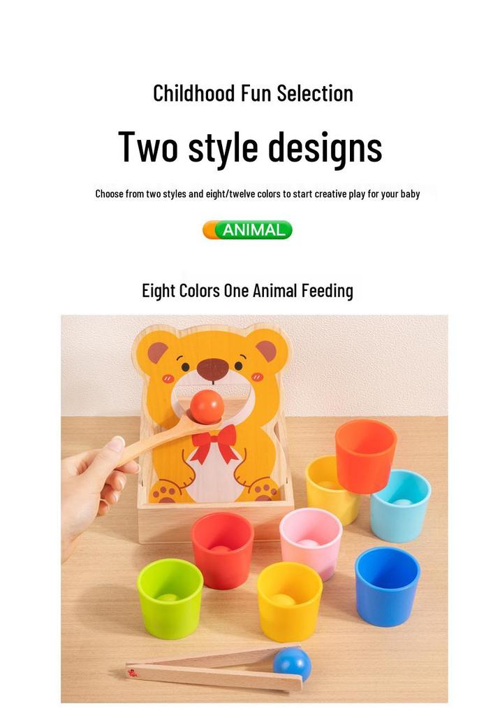 Montessori Baby Concentration Training Set: Ball, Cups, Color Recognition, Matching, Spoon, Hand-Eye Coordination Toy