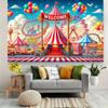 A Vibrant Amusement Park Welcome Banner - Large-sized Polyester Fiber Party Backdrop, Party Decorations