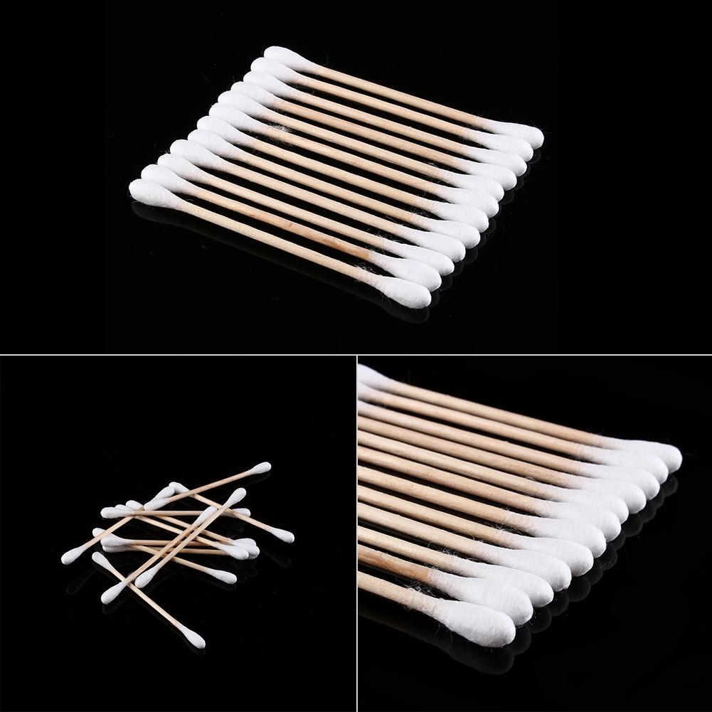 80PCs Pack High Quality Cotton Swab Double Head Health Wood Makeup Brushes Cosmetics Ear Clean