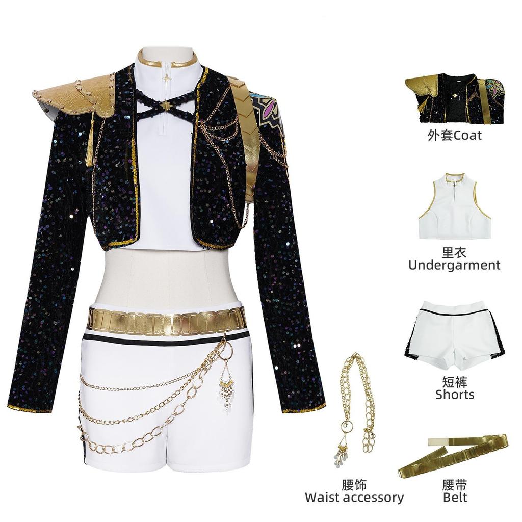 Rumi Zoey Mira Cosplay KPop Kostium Demona Łowcy Kobiety Czarny Złoty Garnitur Saja Chłopcy Halloween Stroje do Odgrywania Ról