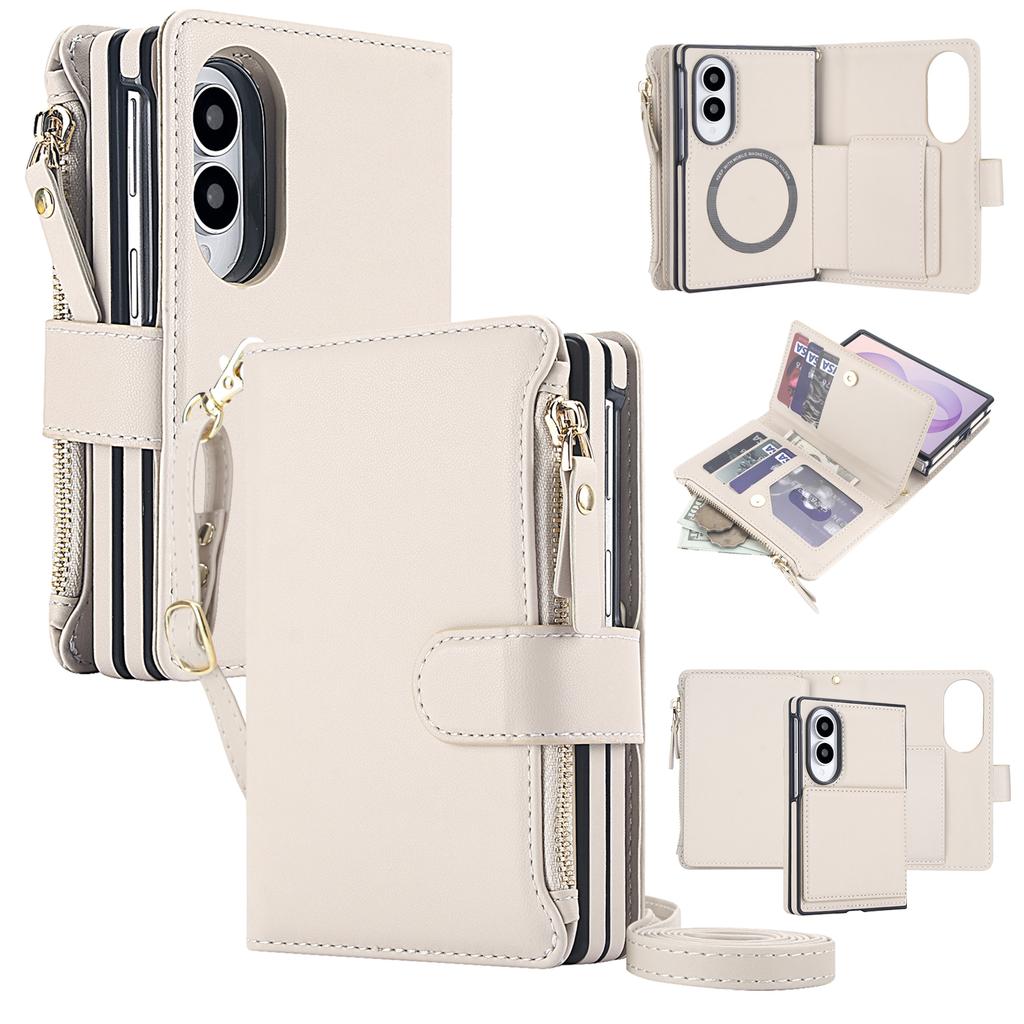 Crossbody Cards Solt Wallet Flip Leather Case for Samsung Galaxy Z Fold8 Fold 8 Wide Shockproof for Magsafe Book Stand Cover