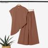 ZANZEA Women Short Sleeve Irregular Blouse and Pants Summer Two Piece Suit Sets