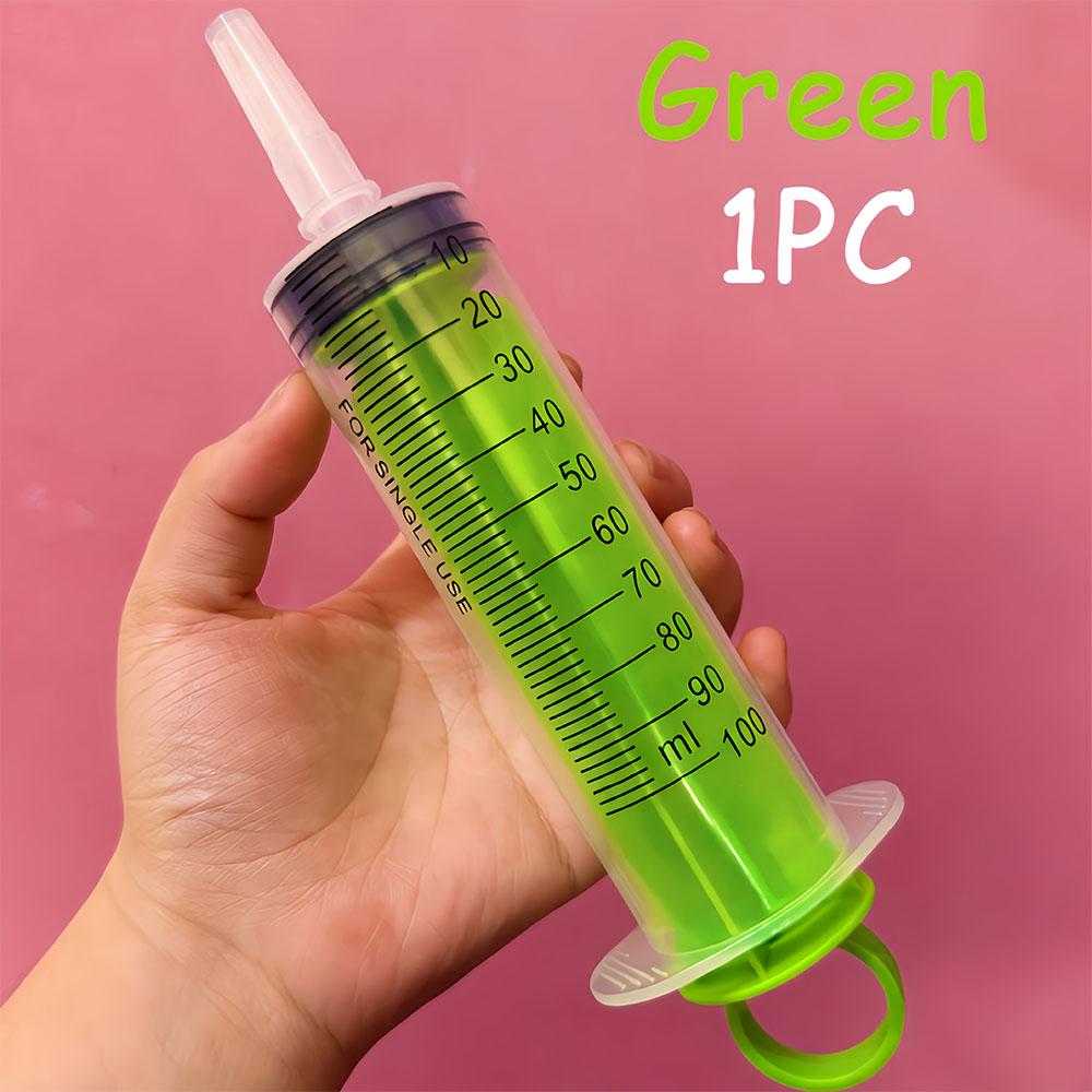 100ml Large-Capacity Needle-Free Colored Syringe with Cap and Graduated Dispenser 1 green