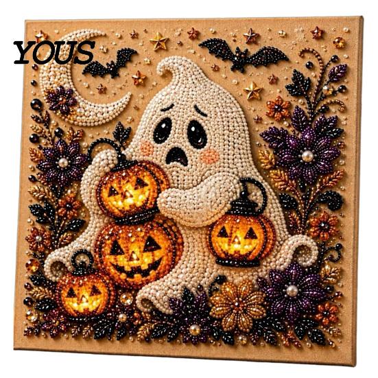 Manual Art Activities Ghost Faux Pearl Kit, Halloween Painting DIY Cute Festive Room Decor Absurd Skeleton 3D Craft Kit for Adults, Holiday