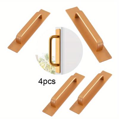 4pcs Wooden Door Window Handle Aluminum Alloy Balcony Glass Move Self-adhesive Surface Mounted Small Handle and Pull Knob Alloy Push