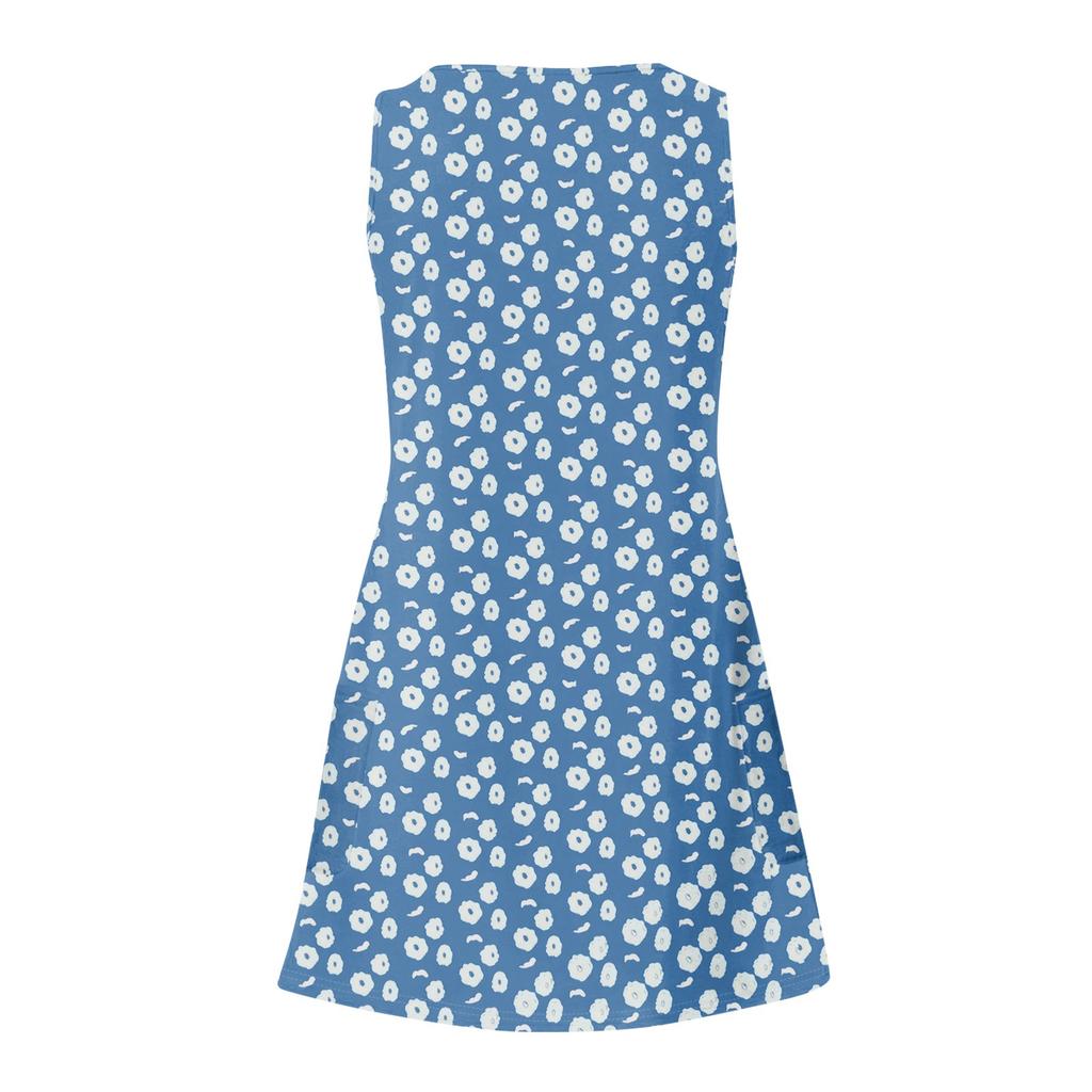 Women's Summer Floral High Waist Bohemian Dress Casual Hawaiian Flowing V Neck Holiday Dress