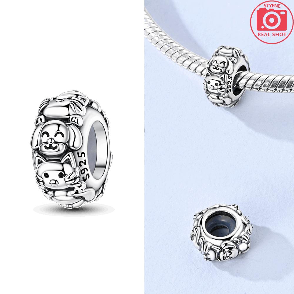 Original Pink Zirconcopper Cat Dog Butterfly Flower Gold Fixed Button Bead Fit Bracelet Women Fine Gift Jewelry Accessory