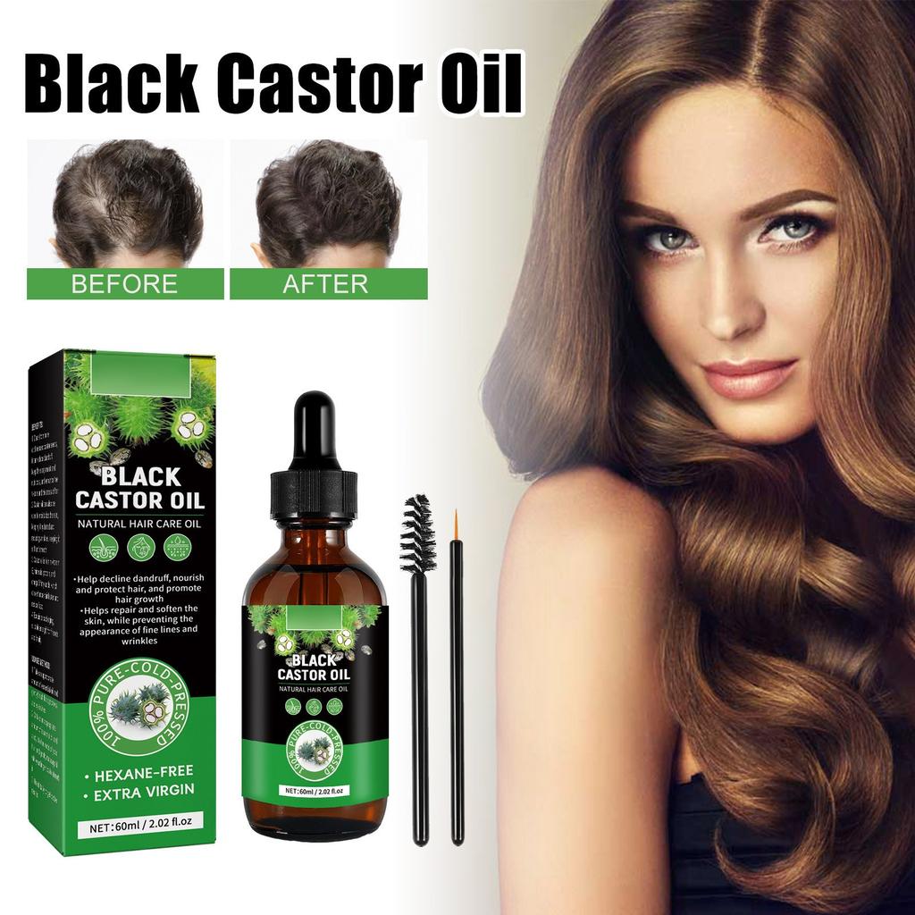 Black Castor Oil, Organic Castor Oil, Cold Black Castor Oil Organic For Body Hair Skin,Massage Oil, Hair Nourishing Oil 60ml