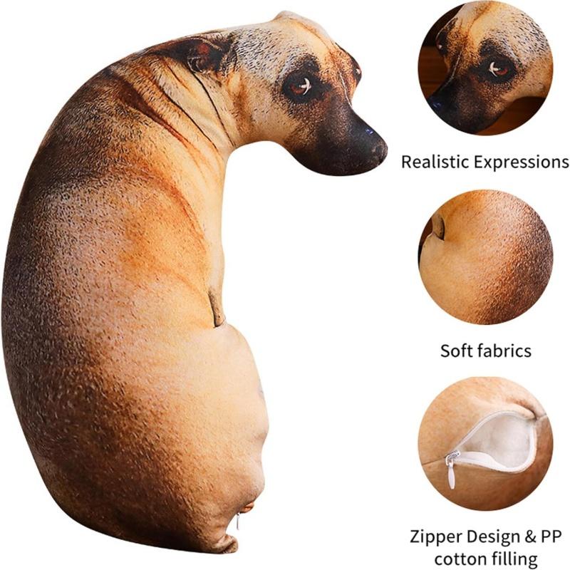 50cm Cute Simulation Dog Plush Toy 3D Printing Stuffed Animal Dog Plush Pillow Stuffed Cartoon Cushion Kids Doll Home Decro Gift