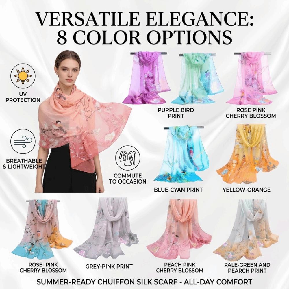 Floral Print Chiffon Scarf Shawl 150*50cm Long Scarf  Outdoor Accessories
