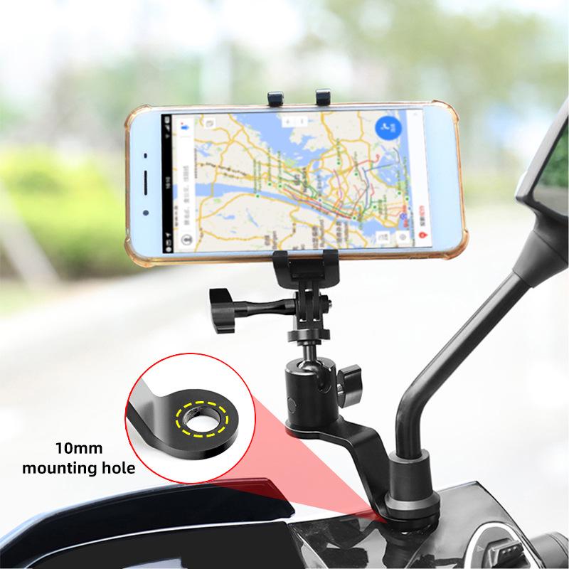 PULUZ Aluminum Motorcycle Rearview Mirror Action Camera Mount Accessory