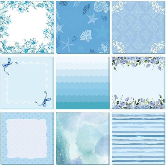 9 Pcs Aesthetic Sticky Notes Cute Pastel Self Stick Notepads Easy to Post Desk Supplies for Home Office Decor School Accessories Women Birthday