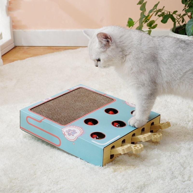 Katzenspielzeug Whack-a-Mole Katzenkratzbrett Spielzeug Krallen Schleifen Ruheplatz Spielen Lustige Katze Interaktiv Multifunktional Katzenzubehör