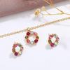 3pcs  Necklace Earrings Set Ladies Celebrity Simple Fashion Style Exquisite Stained Glass Diamond Circle Shape Jewelry