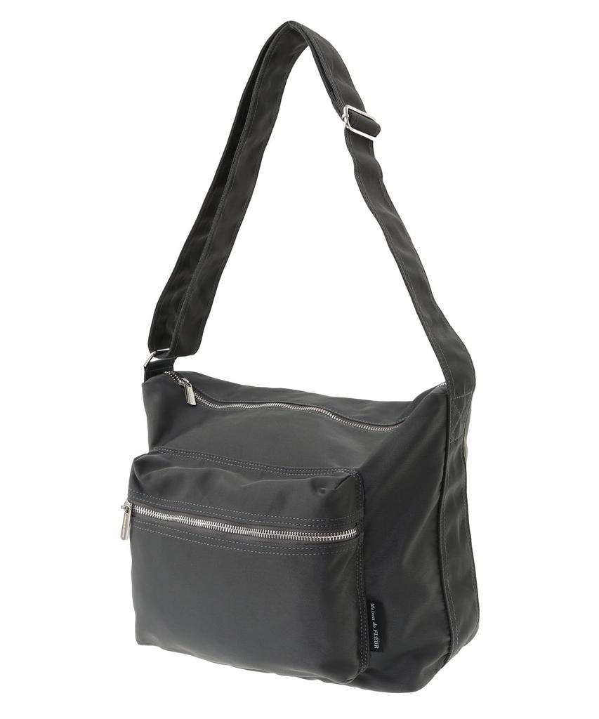 Maison de FLEUR Zipper Shoulder Bag, Black, 8A43F0J6300