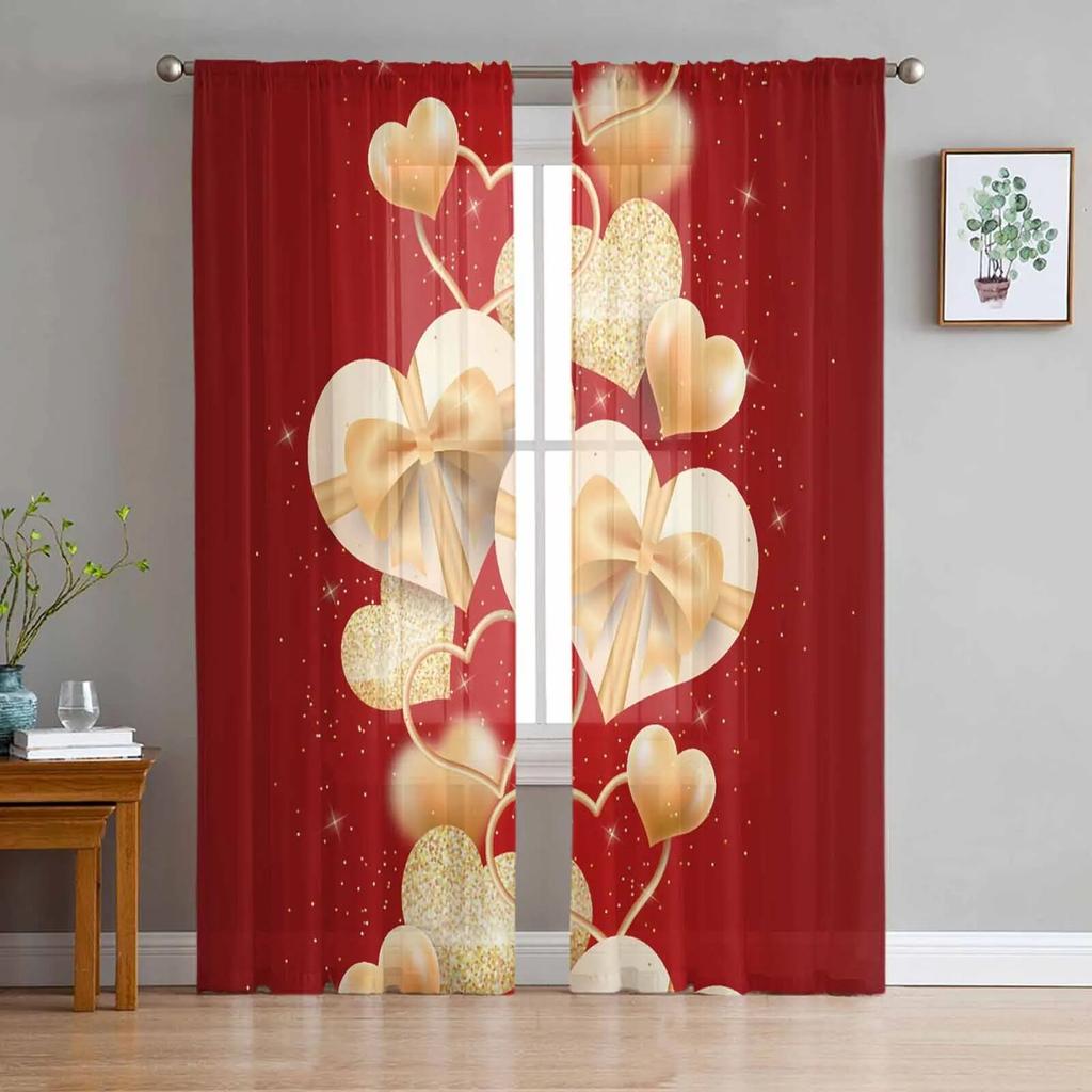 Regalo d'amore di San Valentino Tende in Tulle per Soggiorno Tenda Trasparente per Camera da Letto Cucina Tende a Rullo Tende in Voile