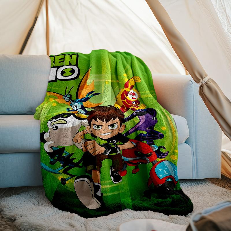 1pc Ben10 Theme Blanket - Digital Print, Polyester, Cozy for All Seasons, Perfect for Outdoor, Camping, and Travel